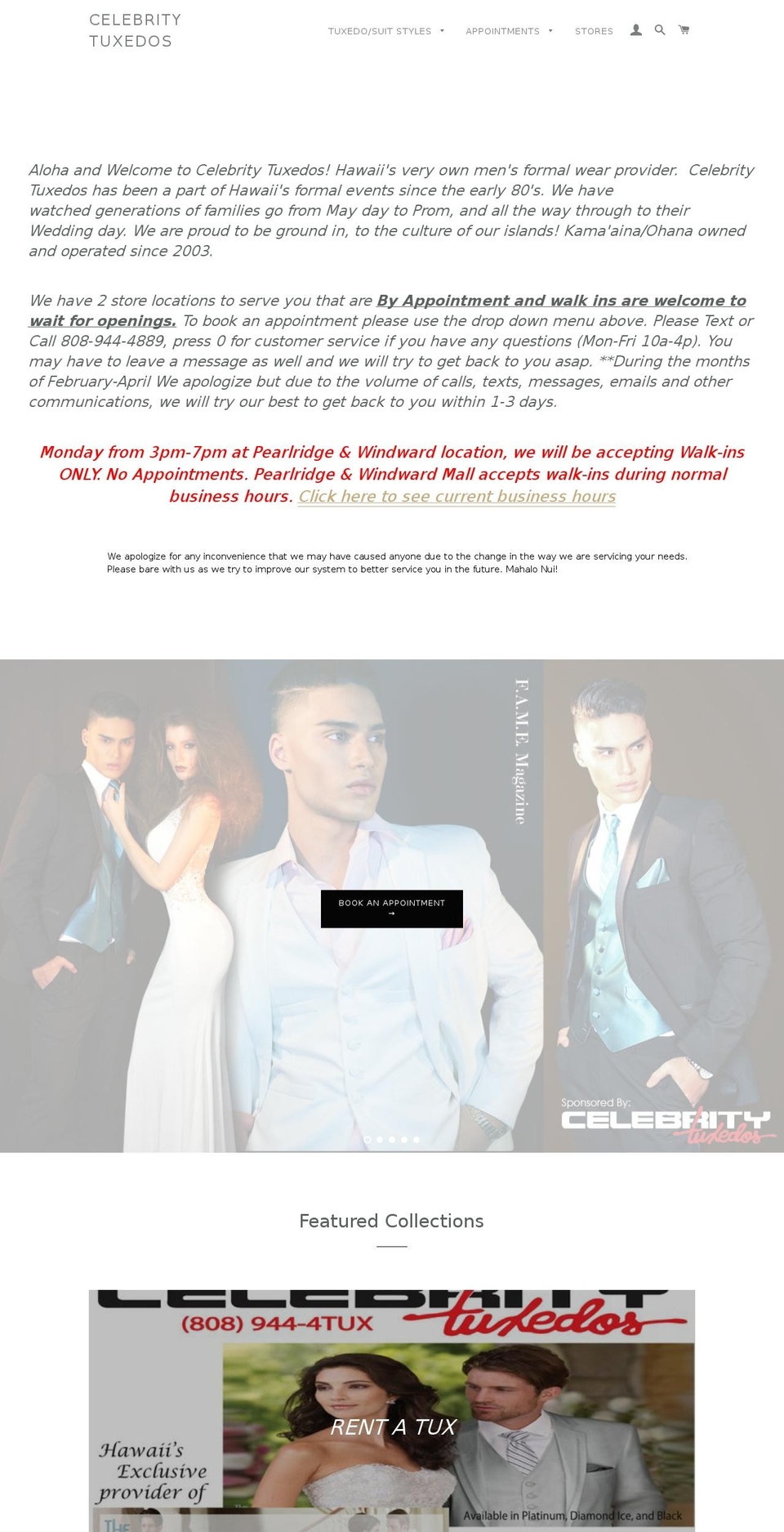 promtuxedoshawaii.com shopify website screenshot