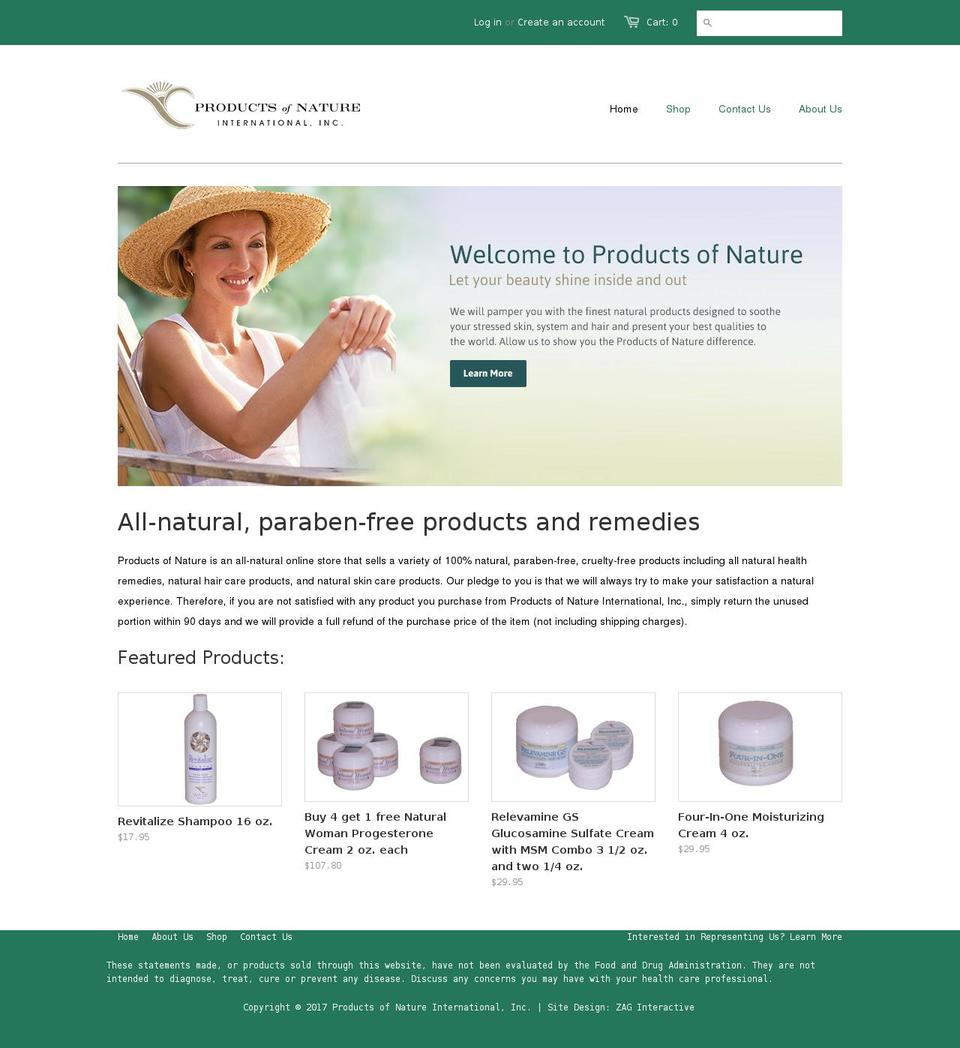 pronature.com shopify website screenshot