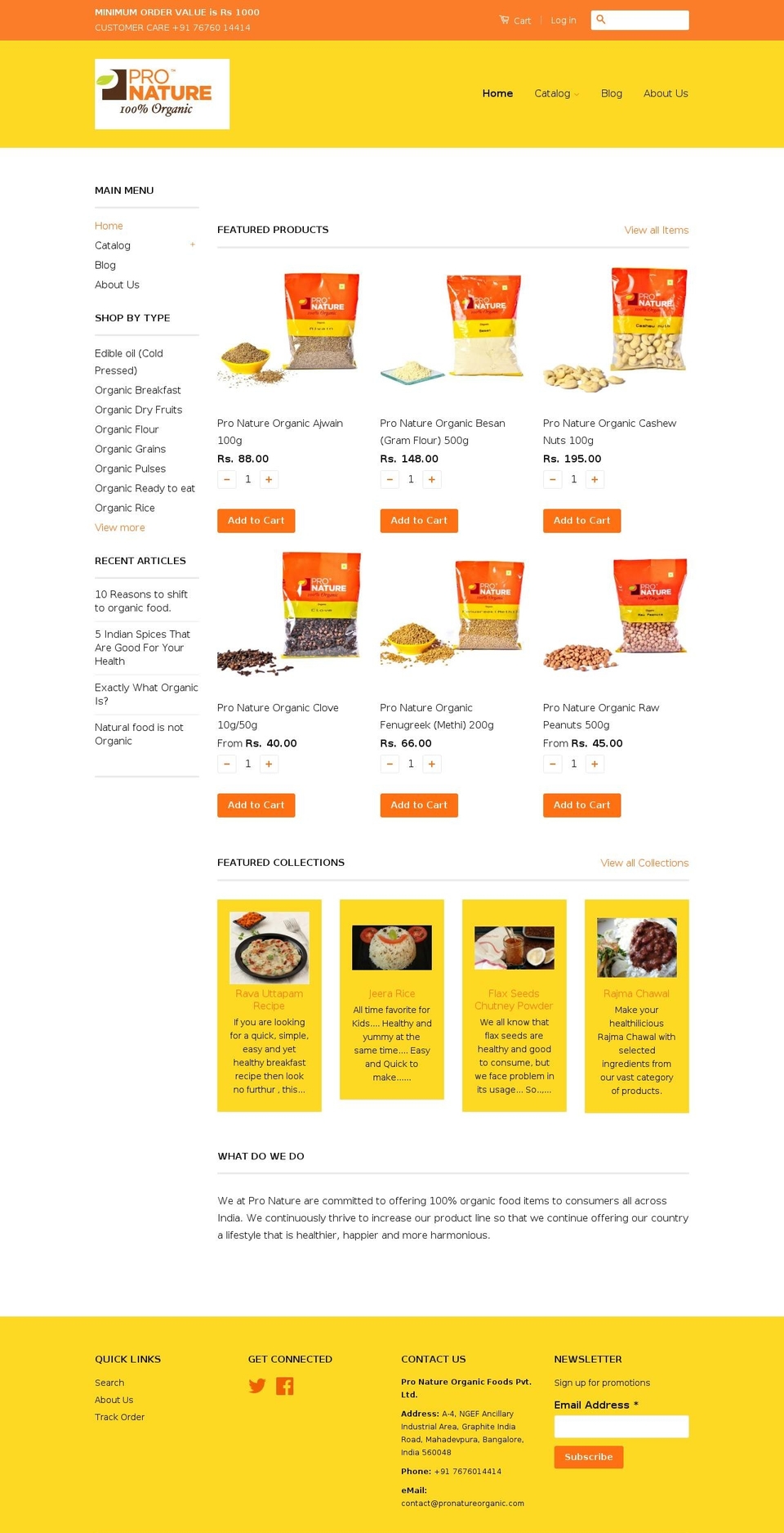 pronatureorganic.com shopify website screenshot