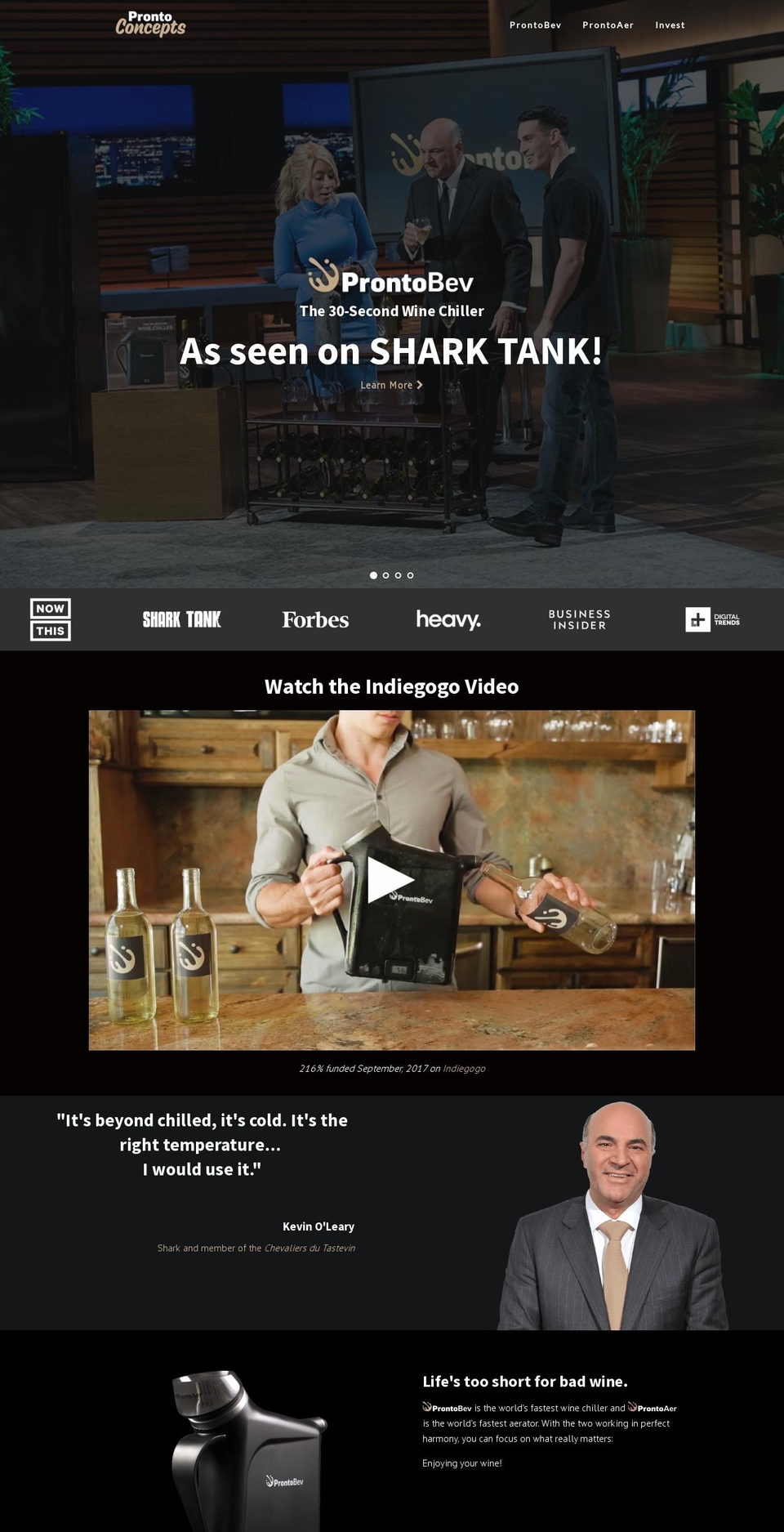 prontoconcepts.com shopify website screenshot