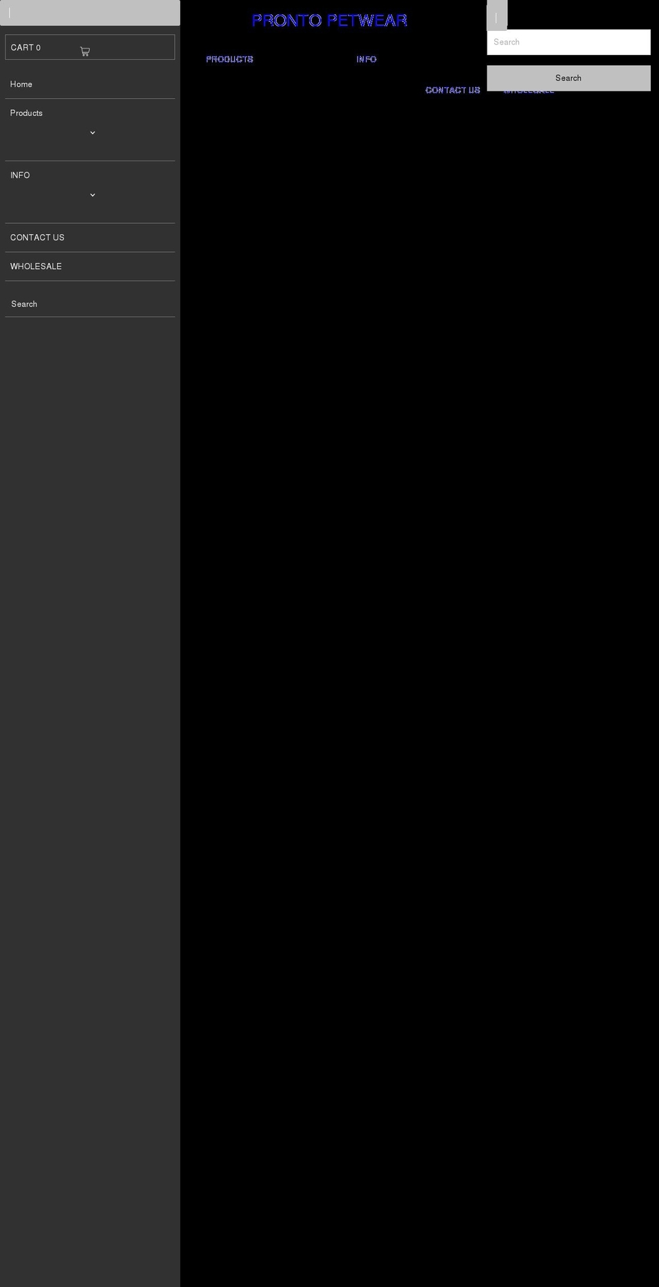 prontopetwear.com shopify website screenshot