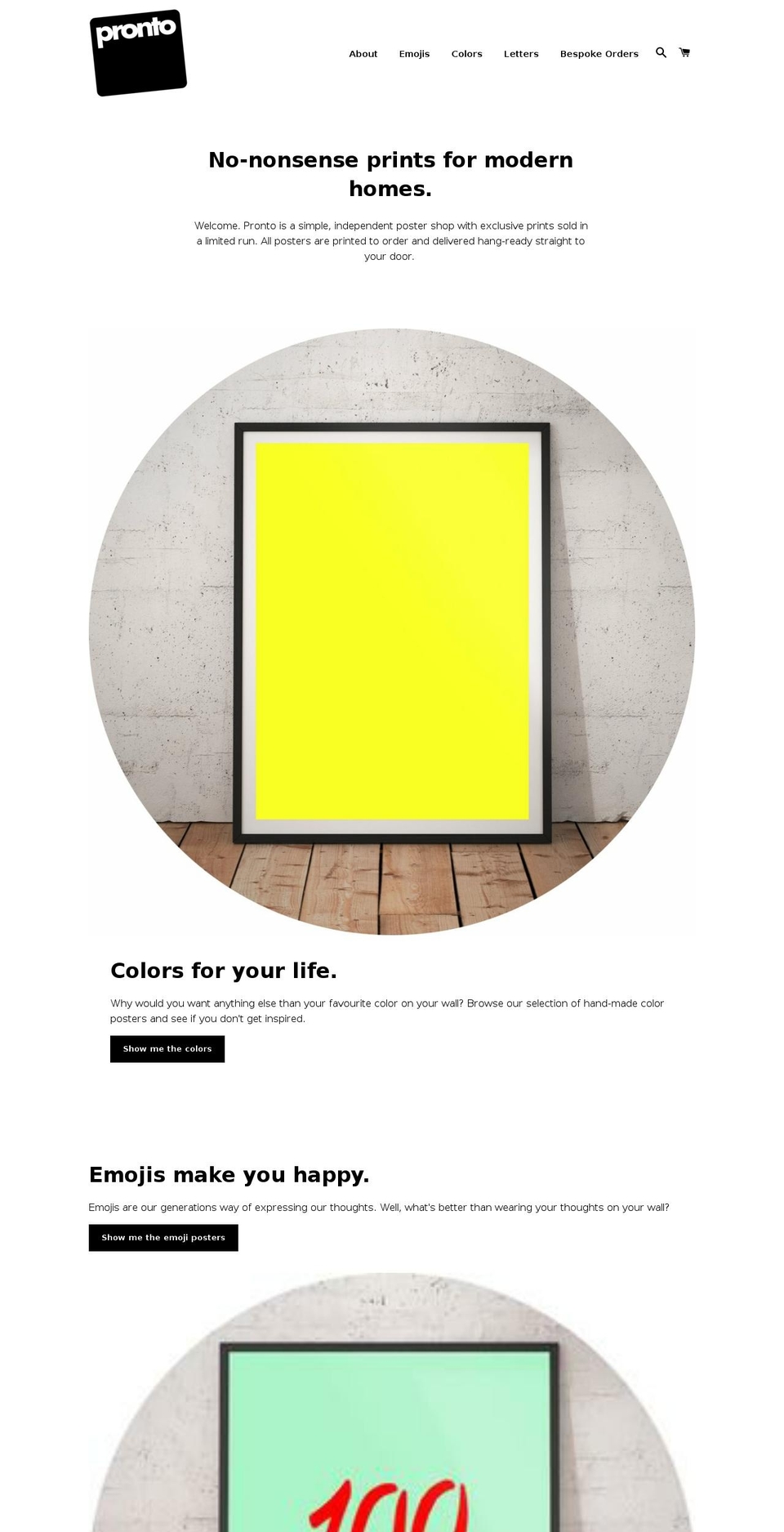 prontoposters.com — Shopify storefront screenshot