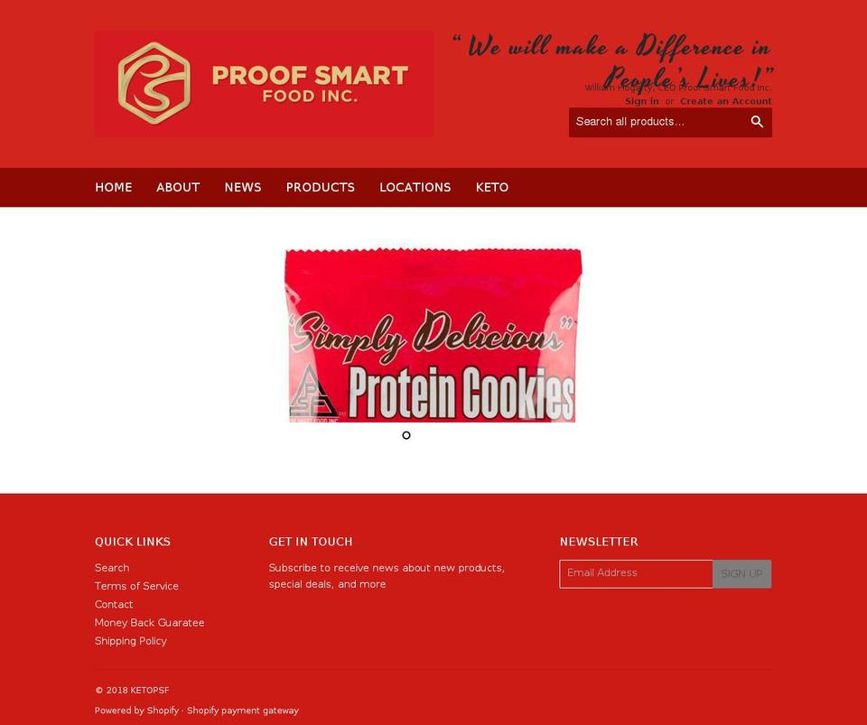 proofsmartfood.com shopify website screenshot