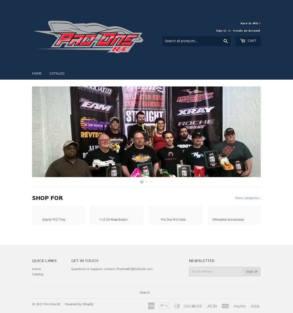 proonerc.com shopify website screenshot