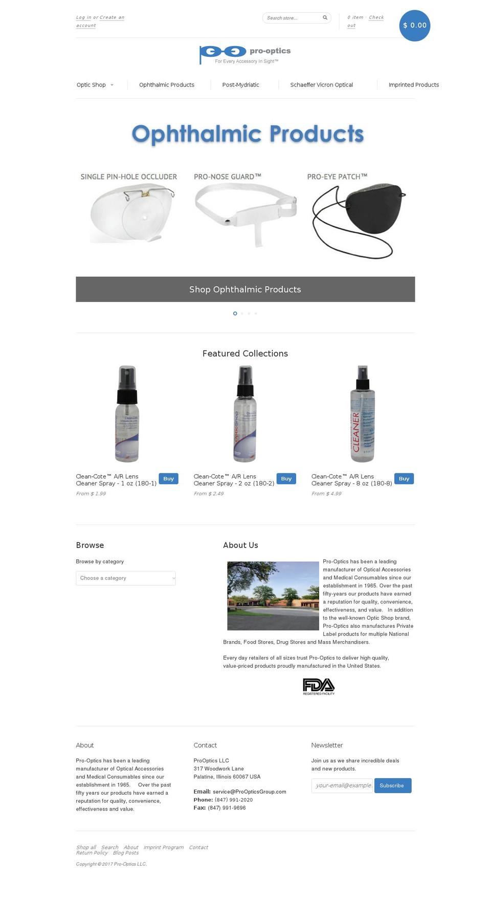 proopticsgroup.com shopify website screenshot