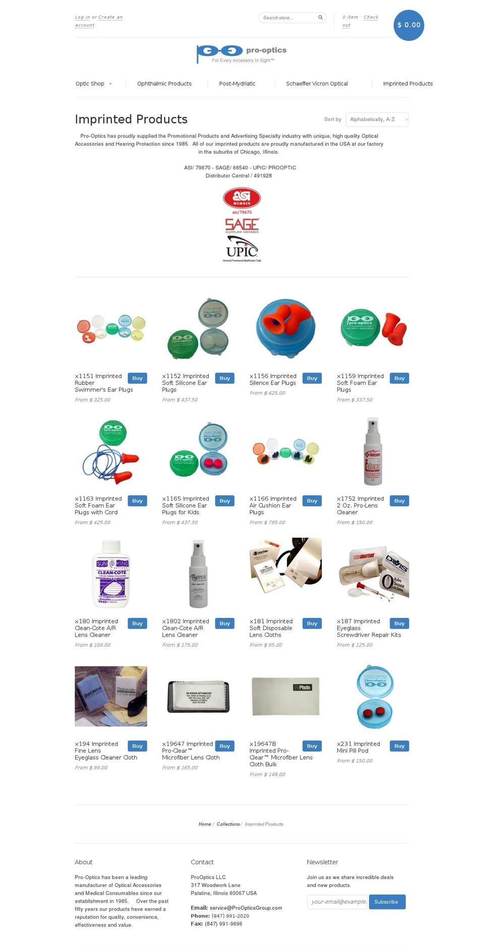 proopticsline.com shopify website screenshot