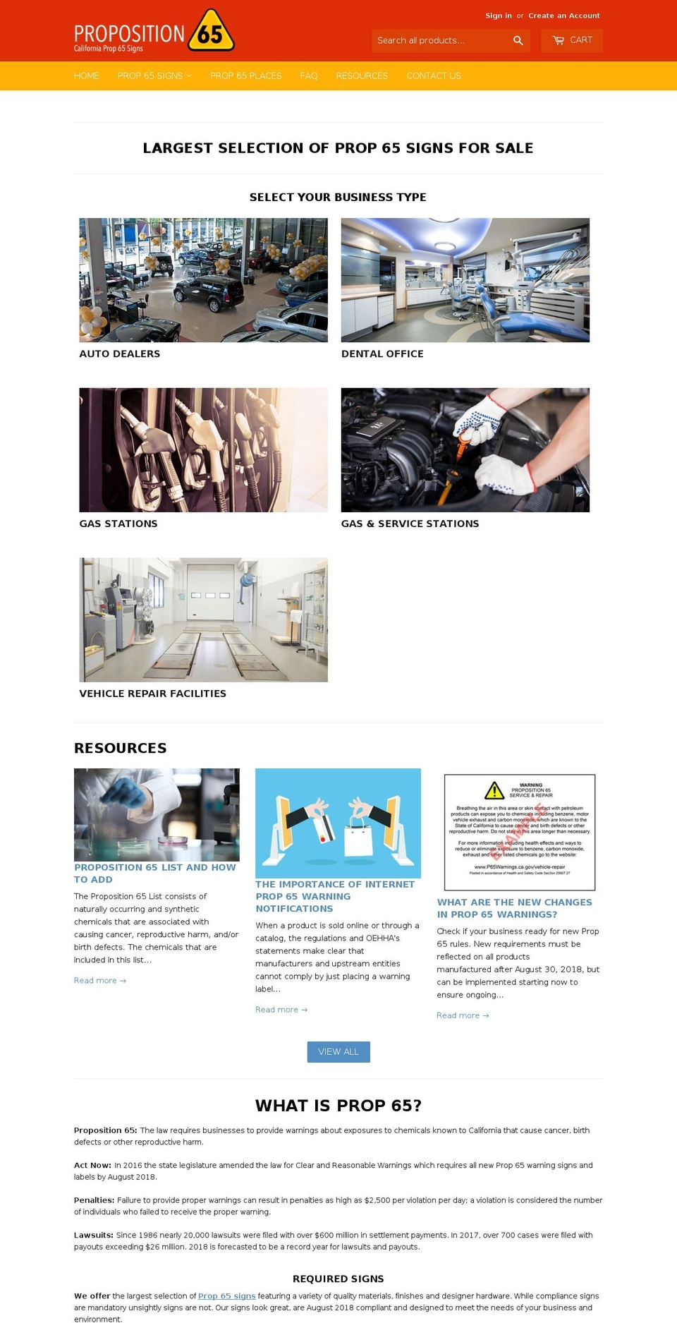 prop65ca.com — Shopify storefront screenshot