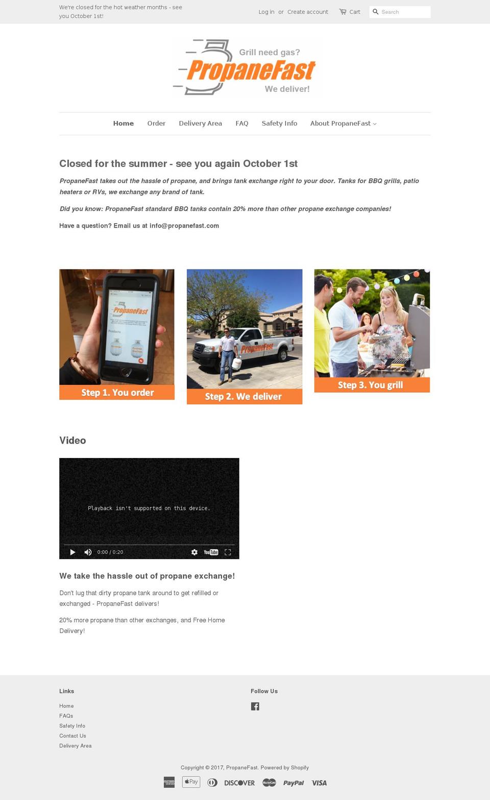 propanefast.com shopify website screenshot