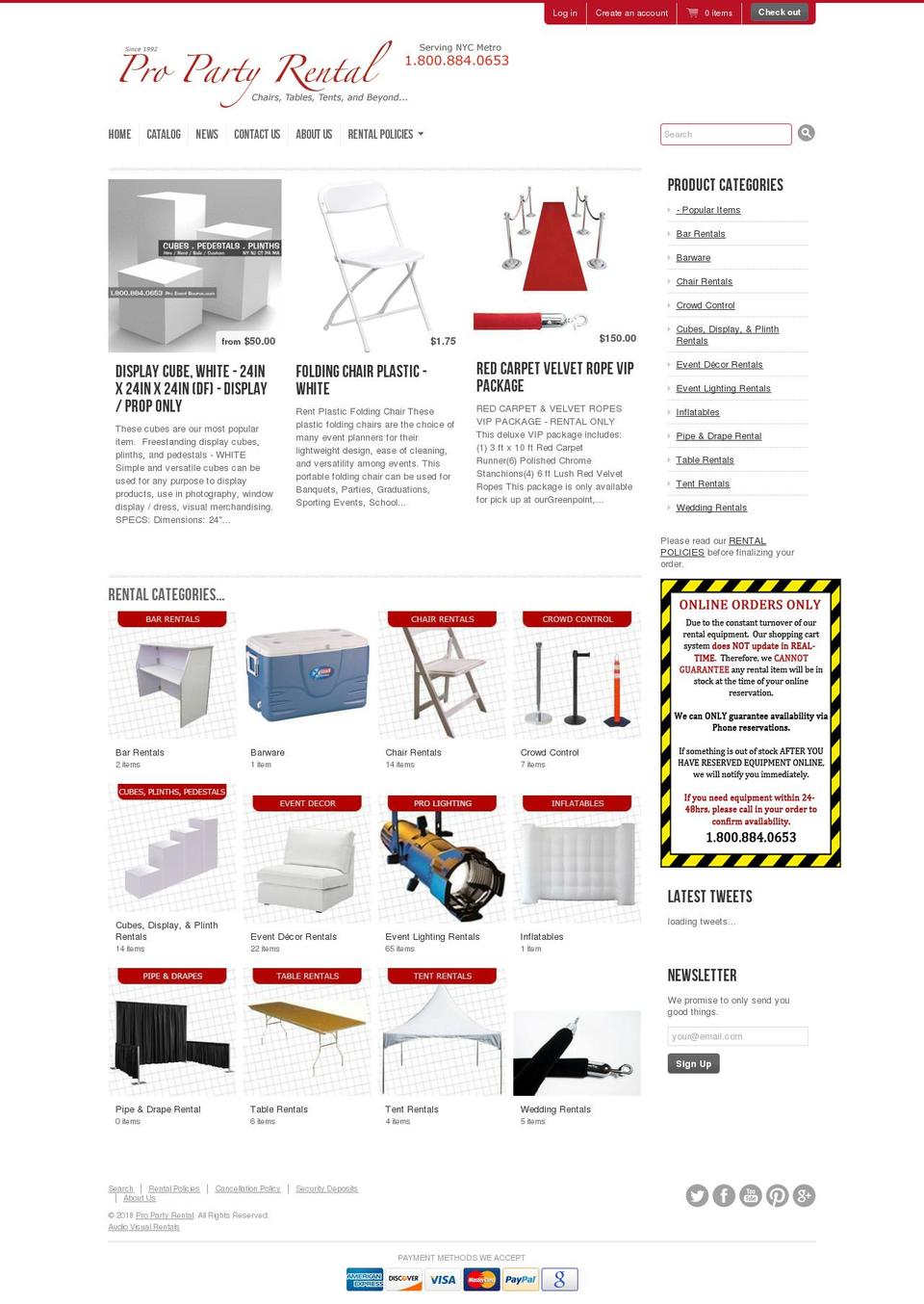 propartyrentals.com — Shopify storefront screenshot