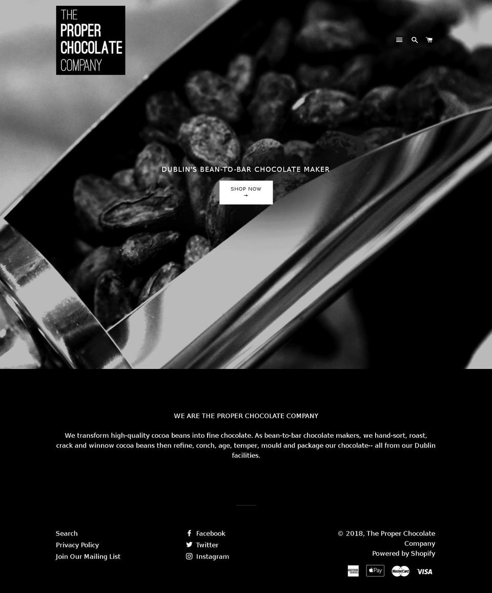 properchocolatecompany.com shopify website screenshot