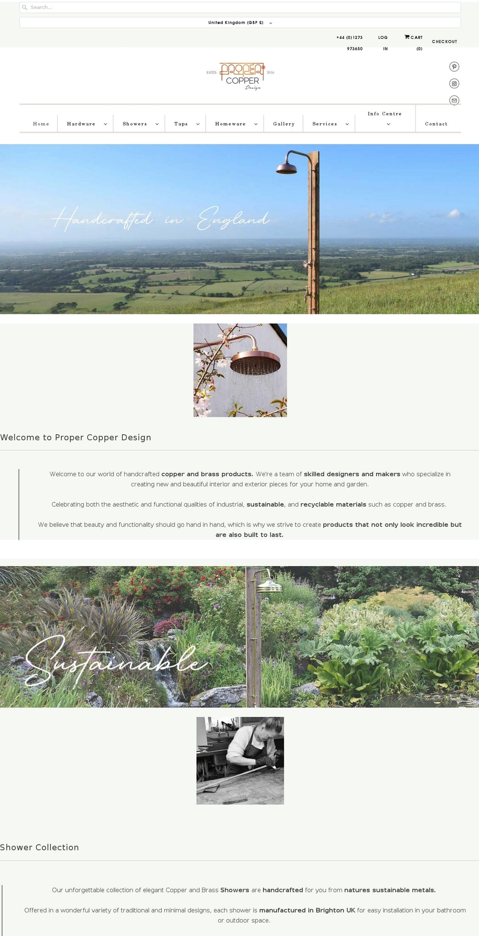 propercopperdesign.com shopify website screenshot