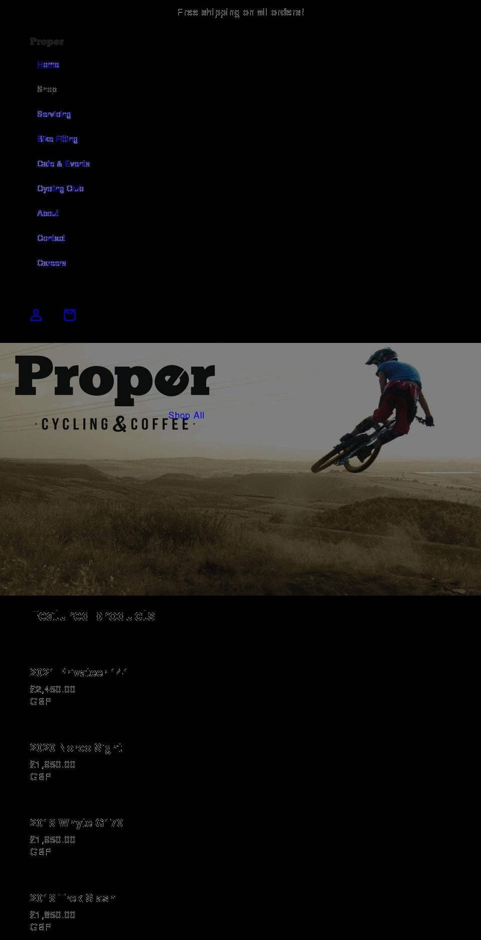 propercycling.net shopify website screenshot