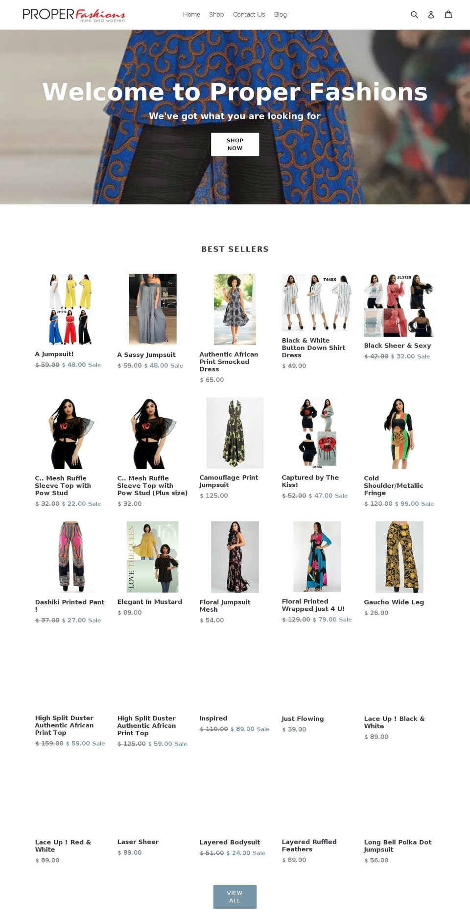 properfashions.com — Shopify storefront screenshot
