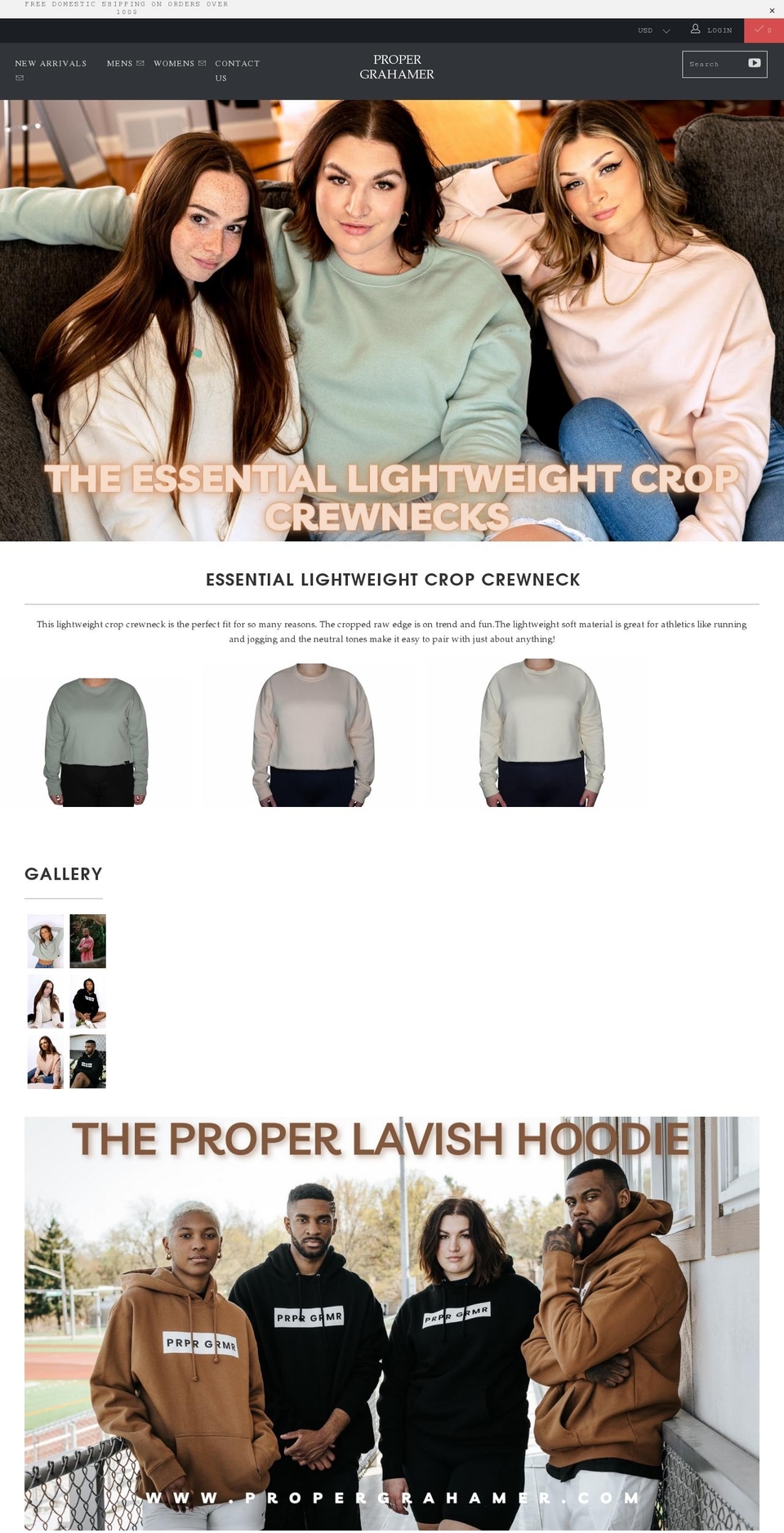 propergrahamer.com shopify website screenshot