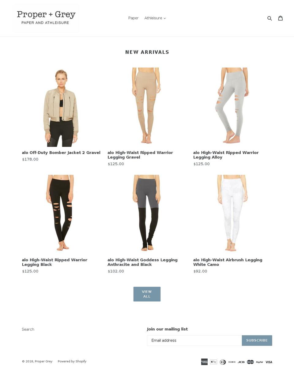 propergrey.com — Shopify storefront screenshot