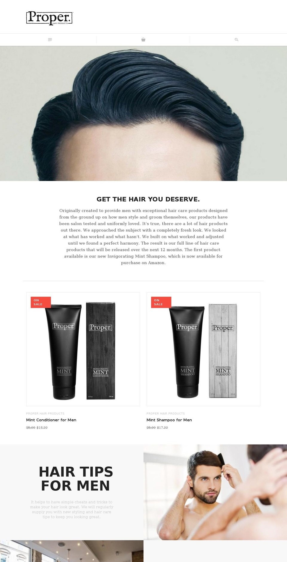 properhairproducts.com shopify website screenshot