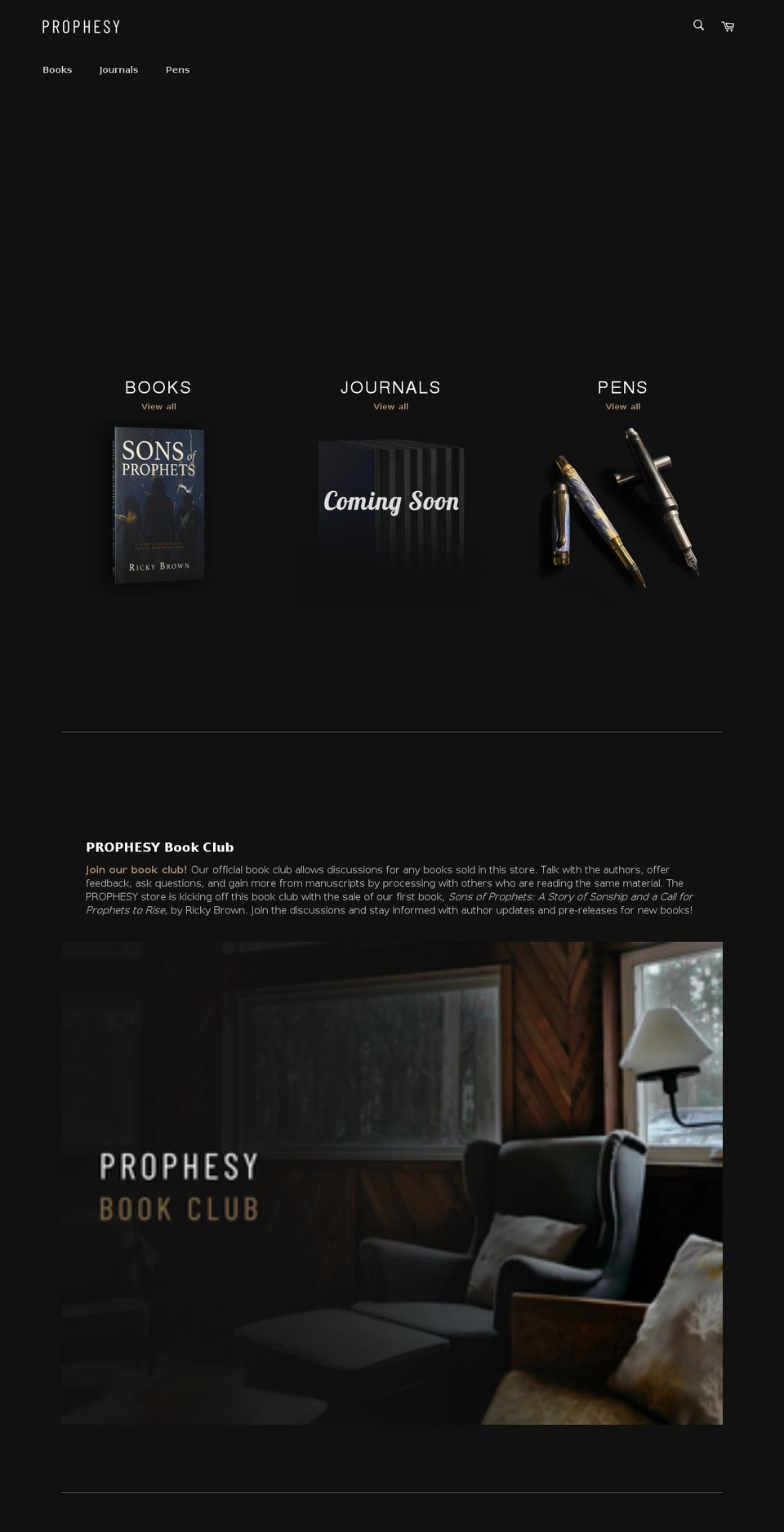 prophesy.store shopify website screenshot