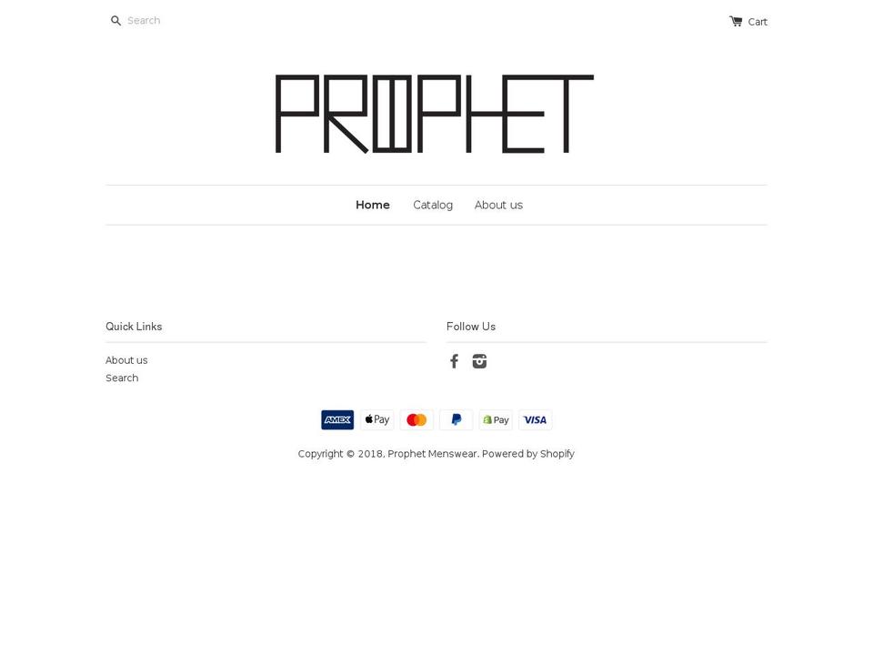 prophet-menswear.com shopify website screenshot