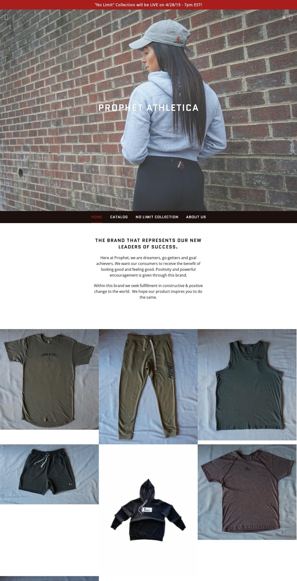 prophetathletica.com — Shopify storefront screenshot