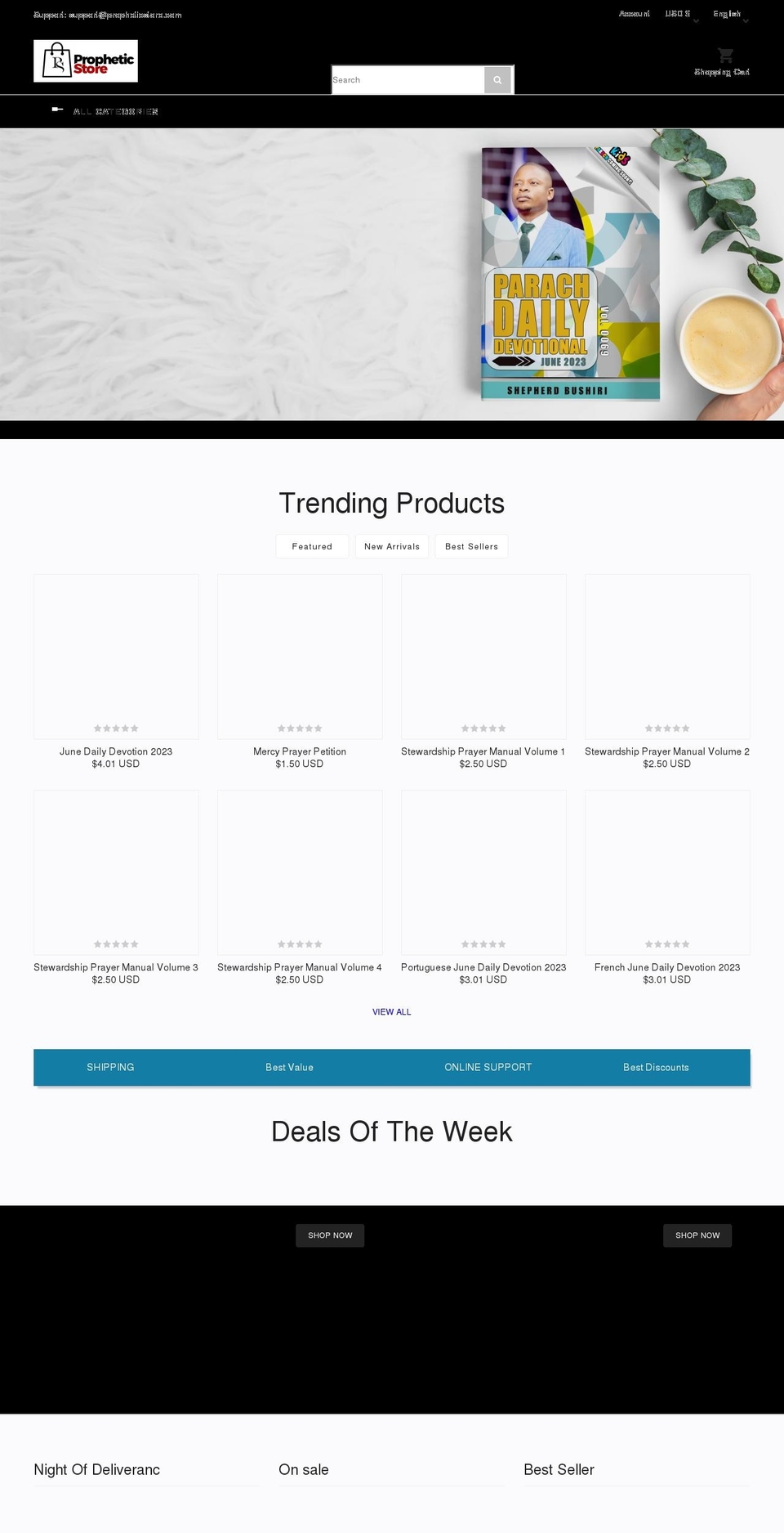 Creative Shopify theme site example propheticstore.com