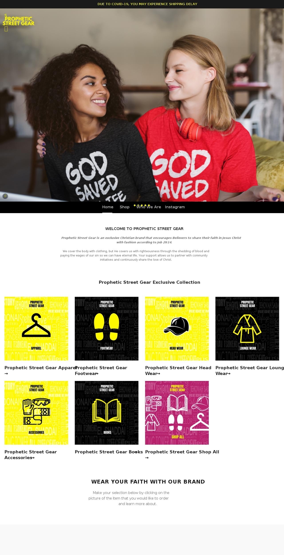 propheticstreetgear.com shopify website screenshot