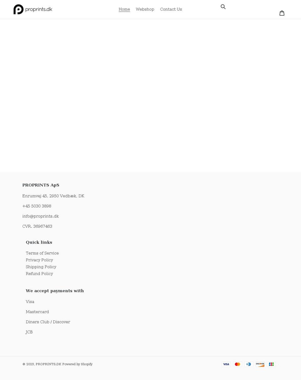 proprints.dk shopify website screenshot