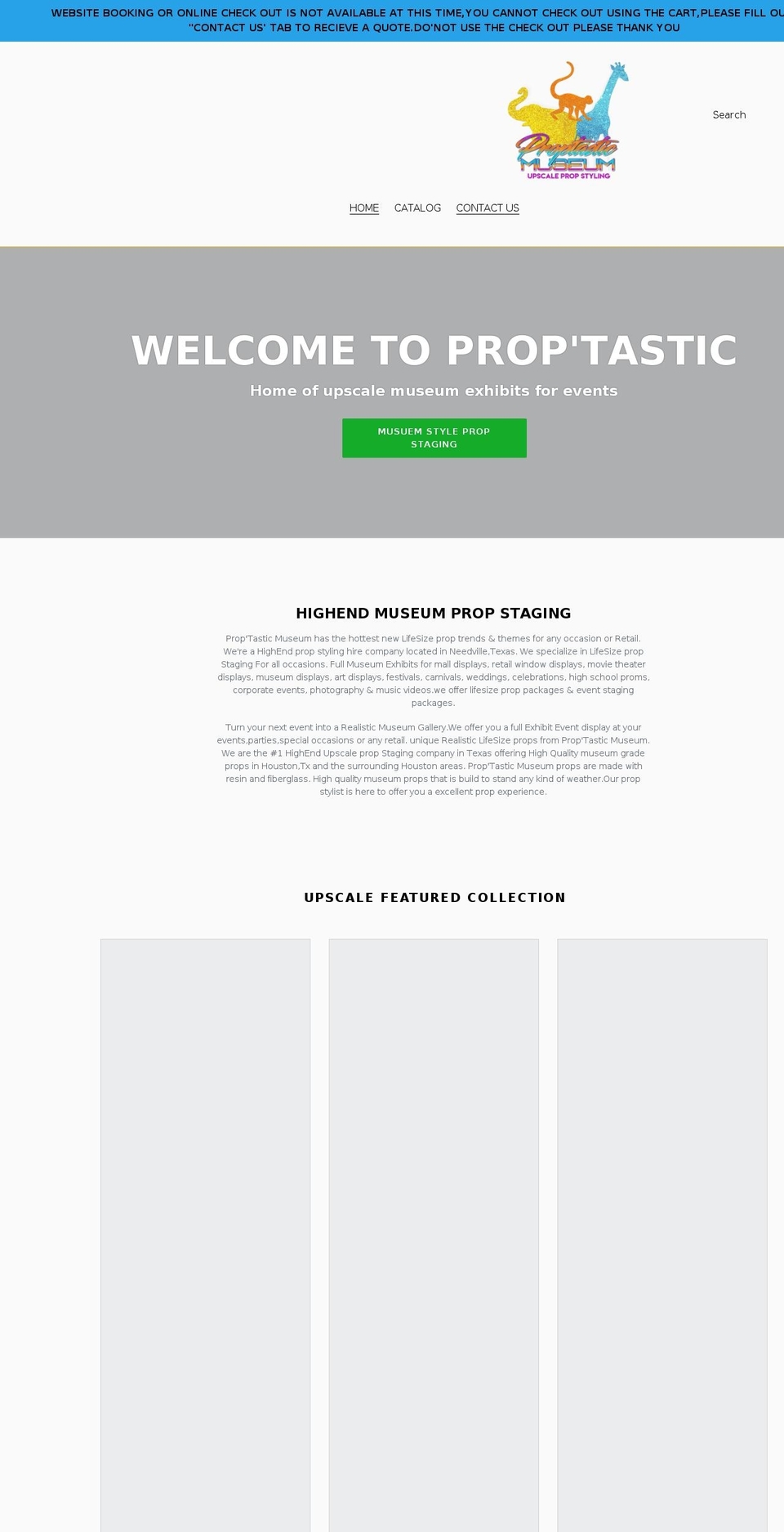proptasticmuseum.org shopify website screenshot