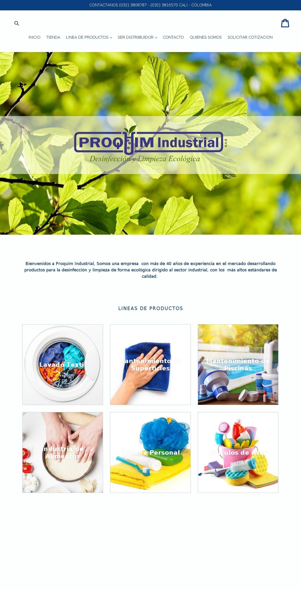 proquimindustrial.com — Shopify storefront screenshot