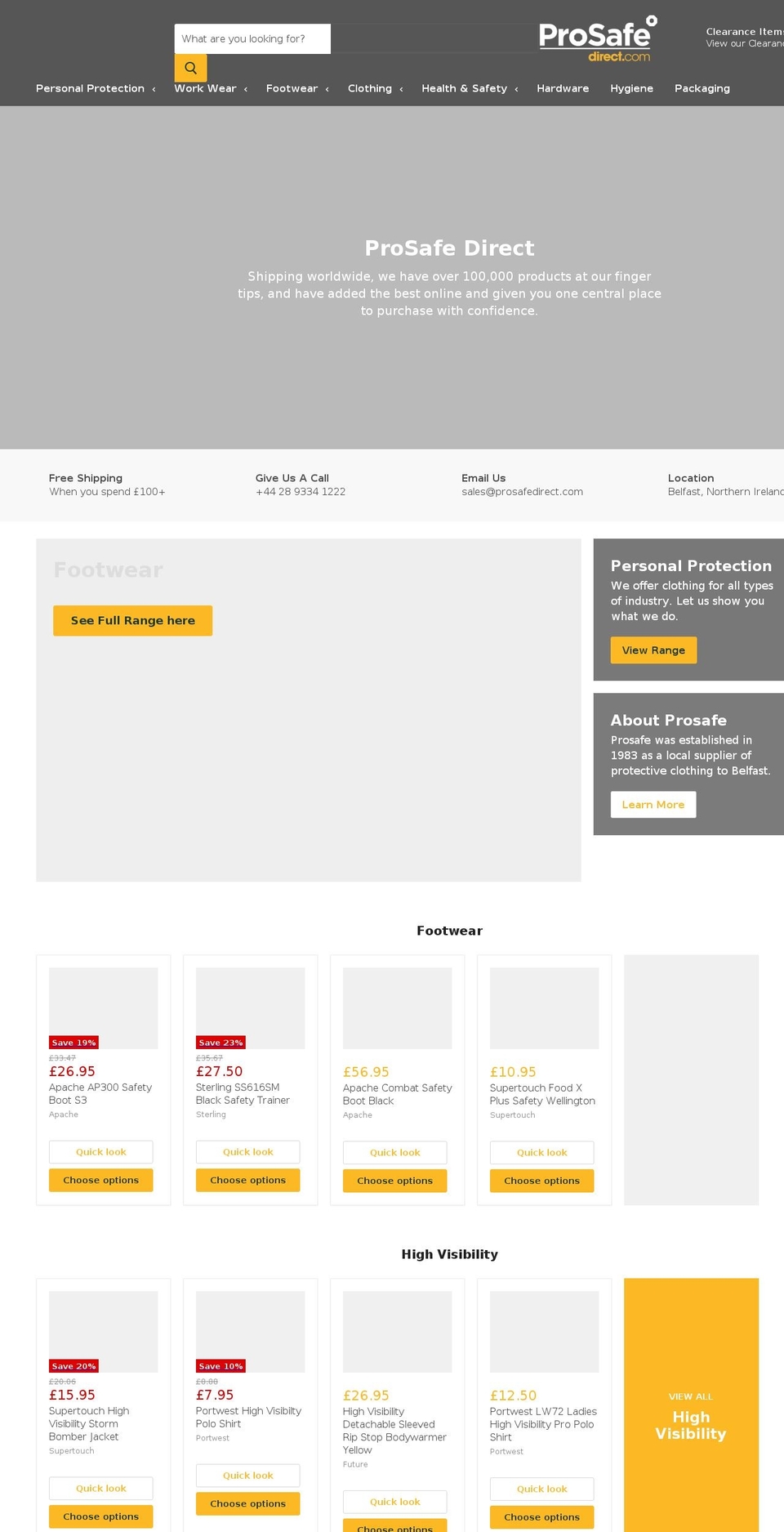 prosafedirect.com shopify website screenshot