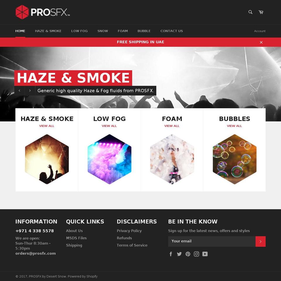 prosfx.com shopify website screenshot