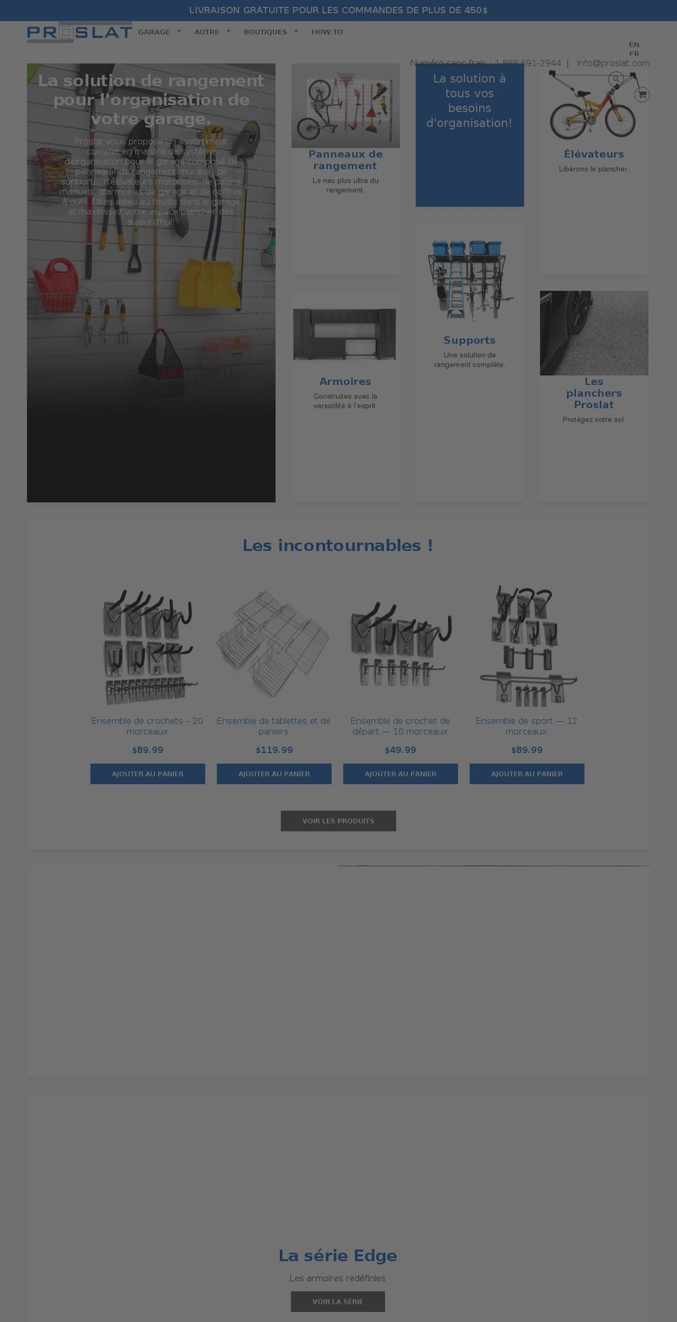 proslatgarage.ca shopify website screenshot