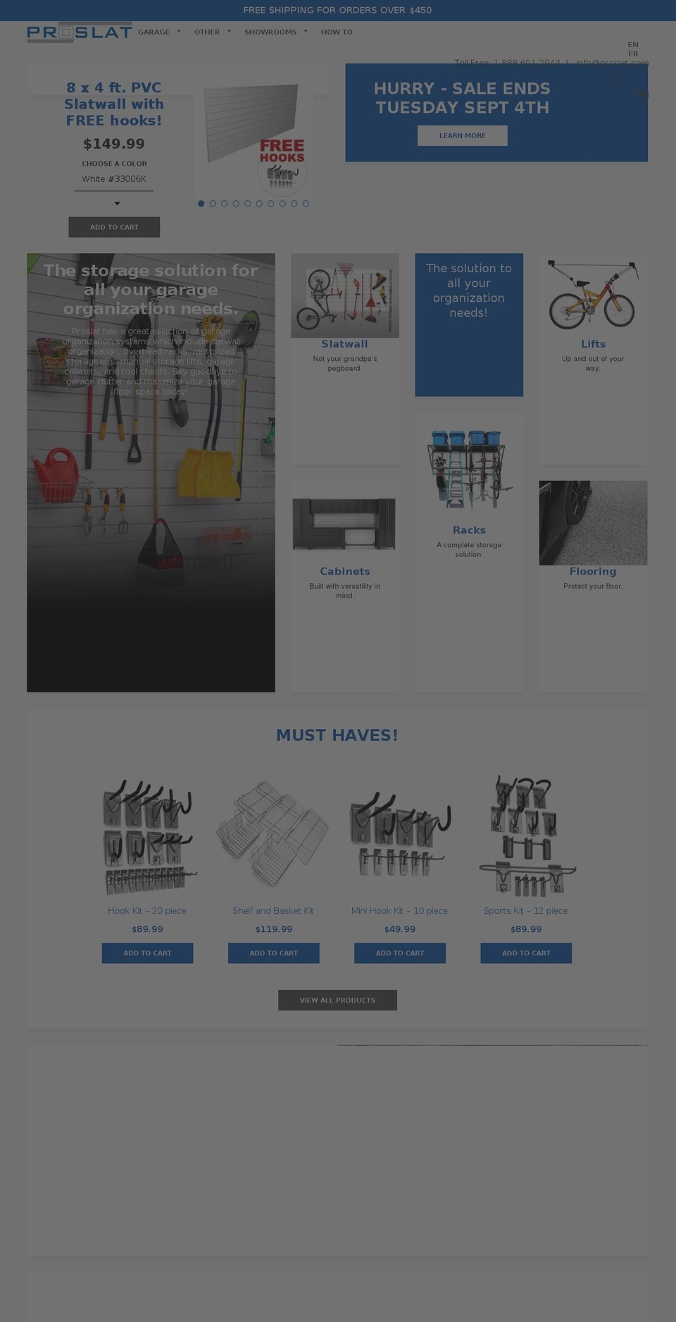 proslatgarage.com — Shopify storefront screenshot