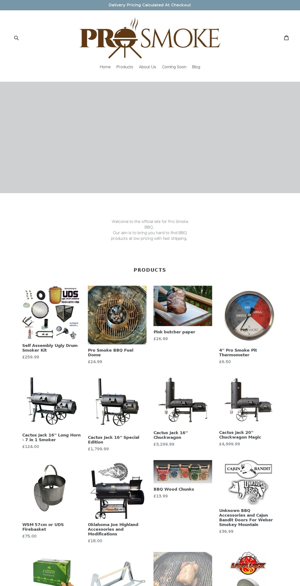 prosmokebbq.com shopify website screenshot