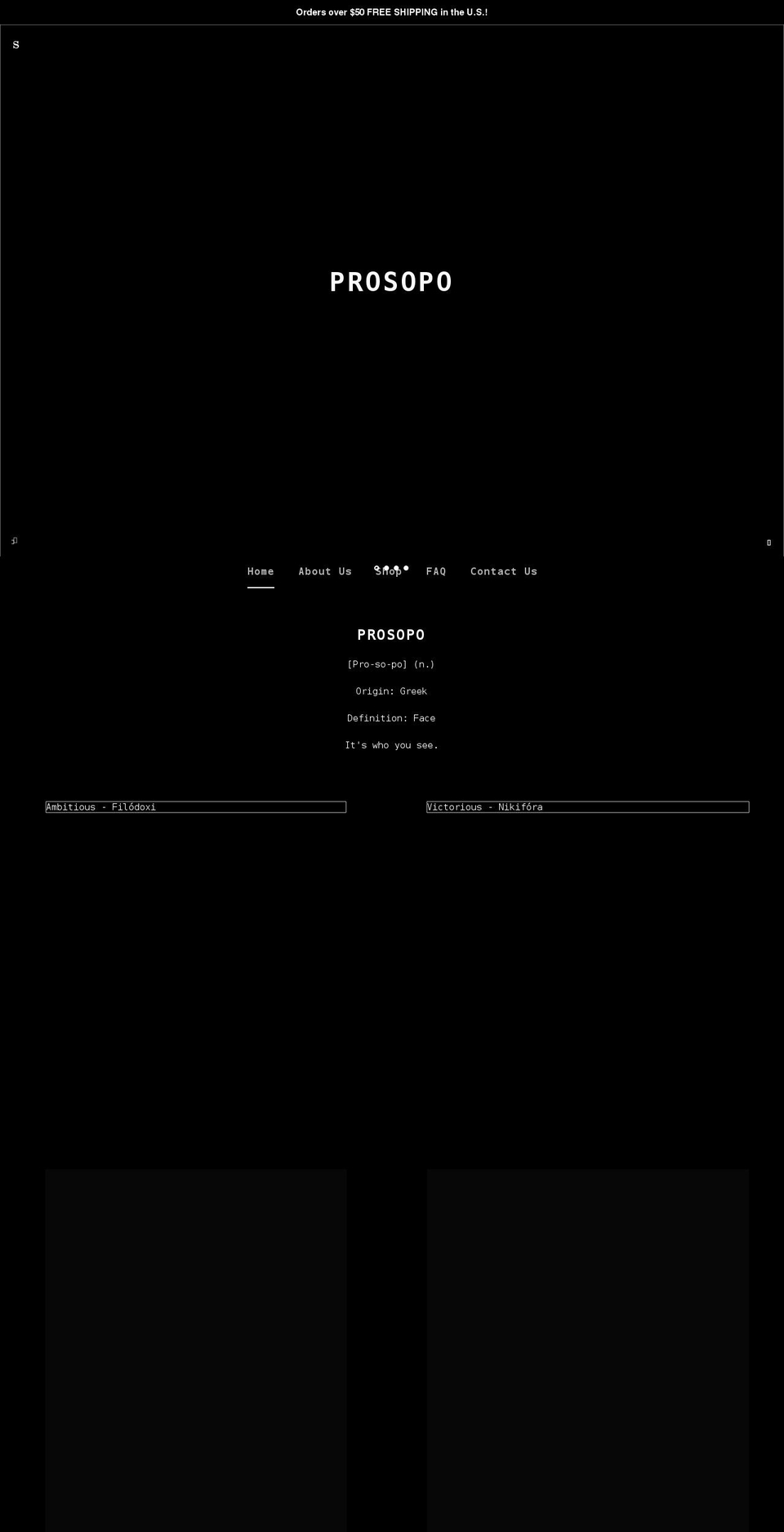 prosopo.shop shopify website screenshot