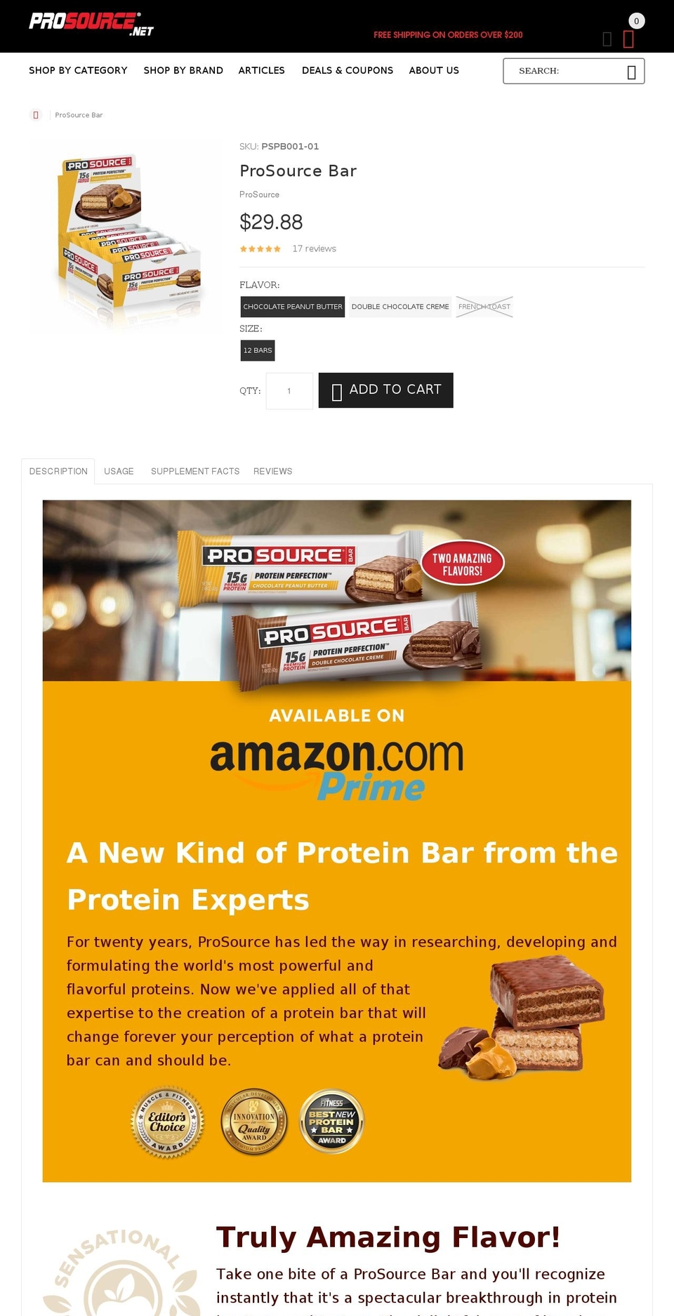 prosourcebar.com — Shopify storefront screenshot