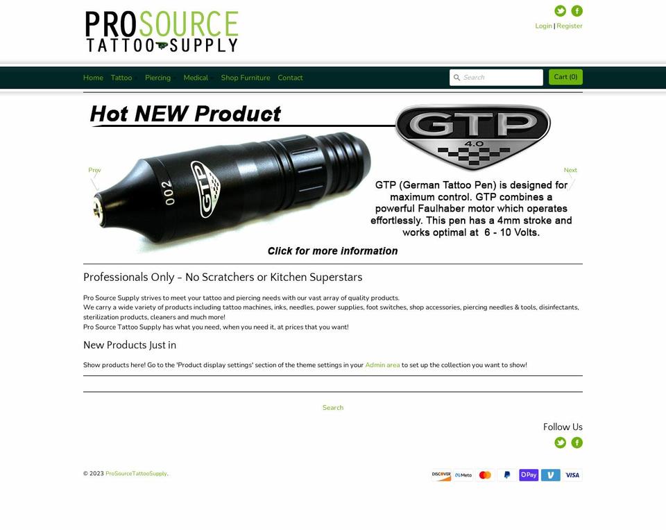 prosourcetattoosupply.myshopify.com shopify website screenshot
