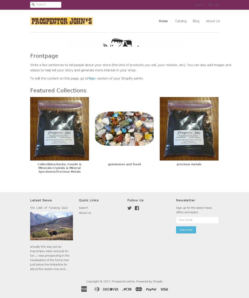 prospectorjohns.org shopify website screenshot