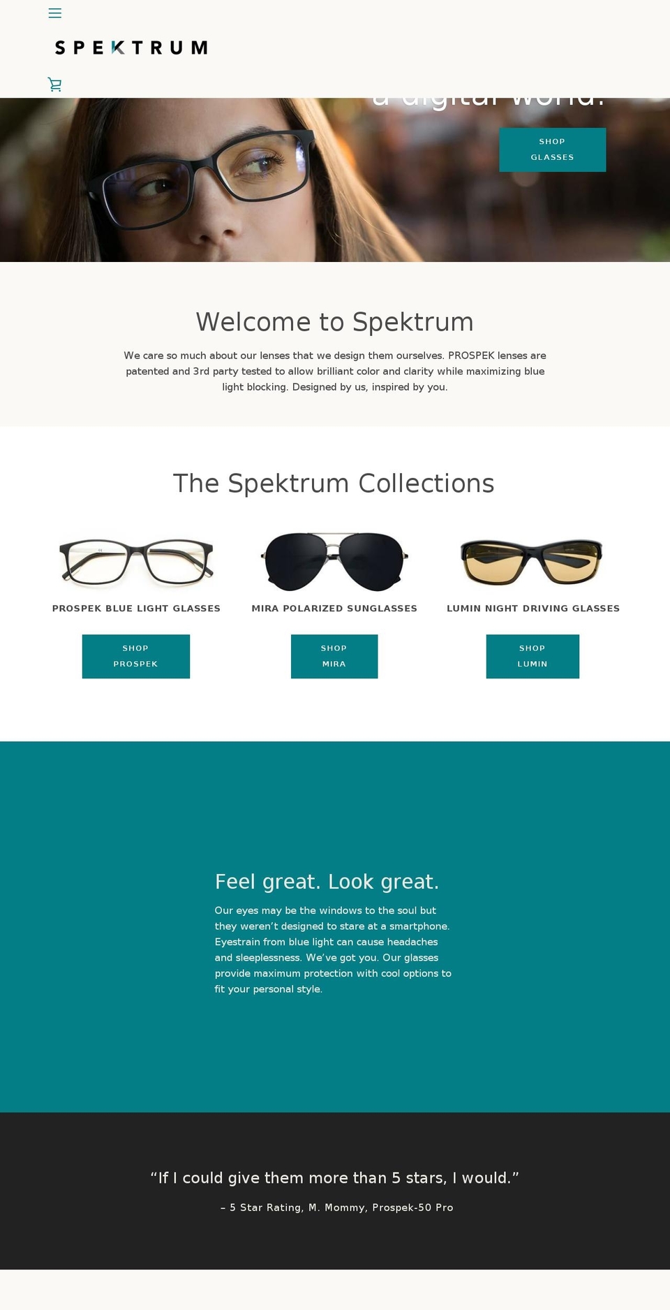 spektrum-narrative Shopify theme site example prospekglasses.com