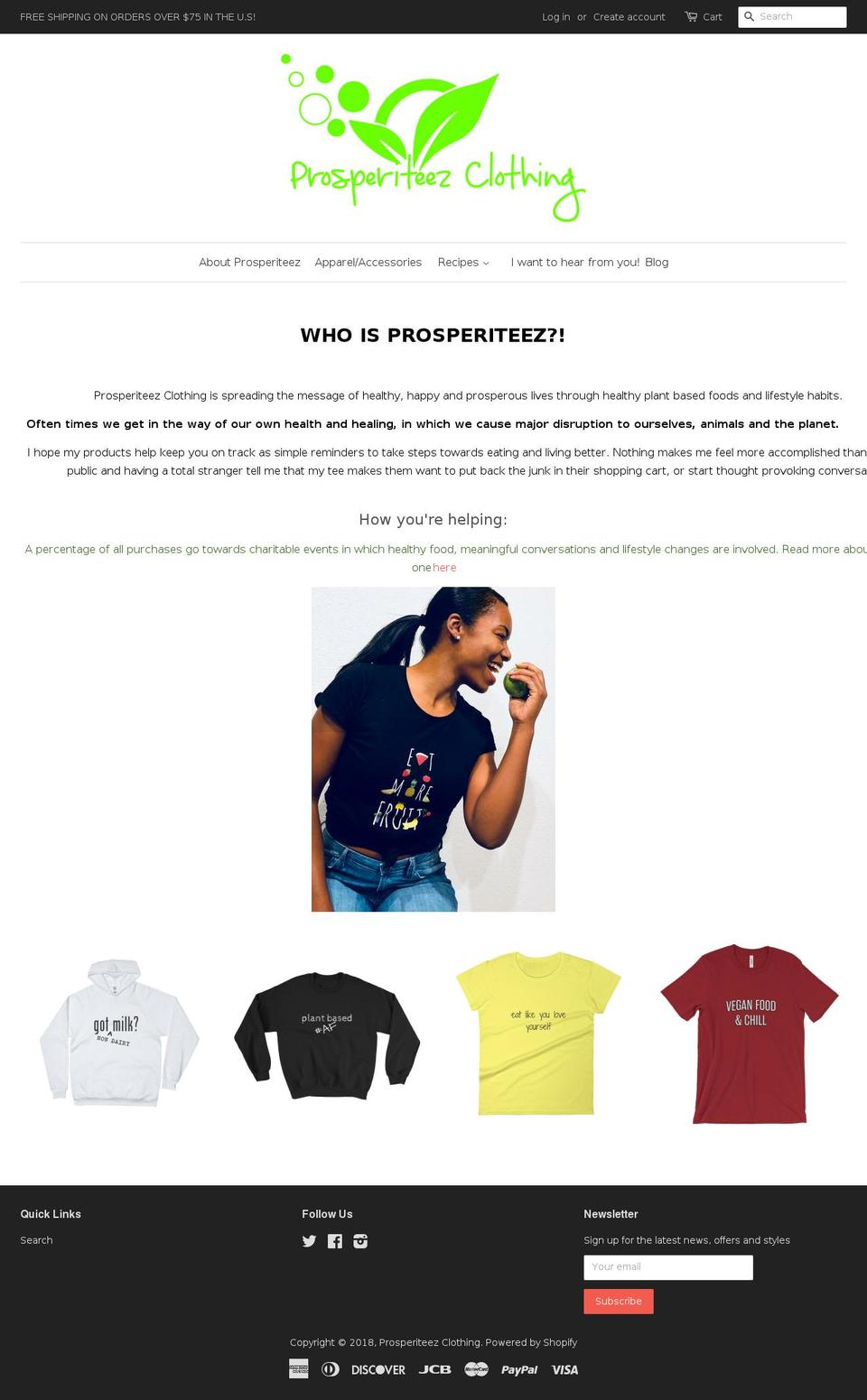 prosperiteezclothing.com — Shopify storefront screenshot