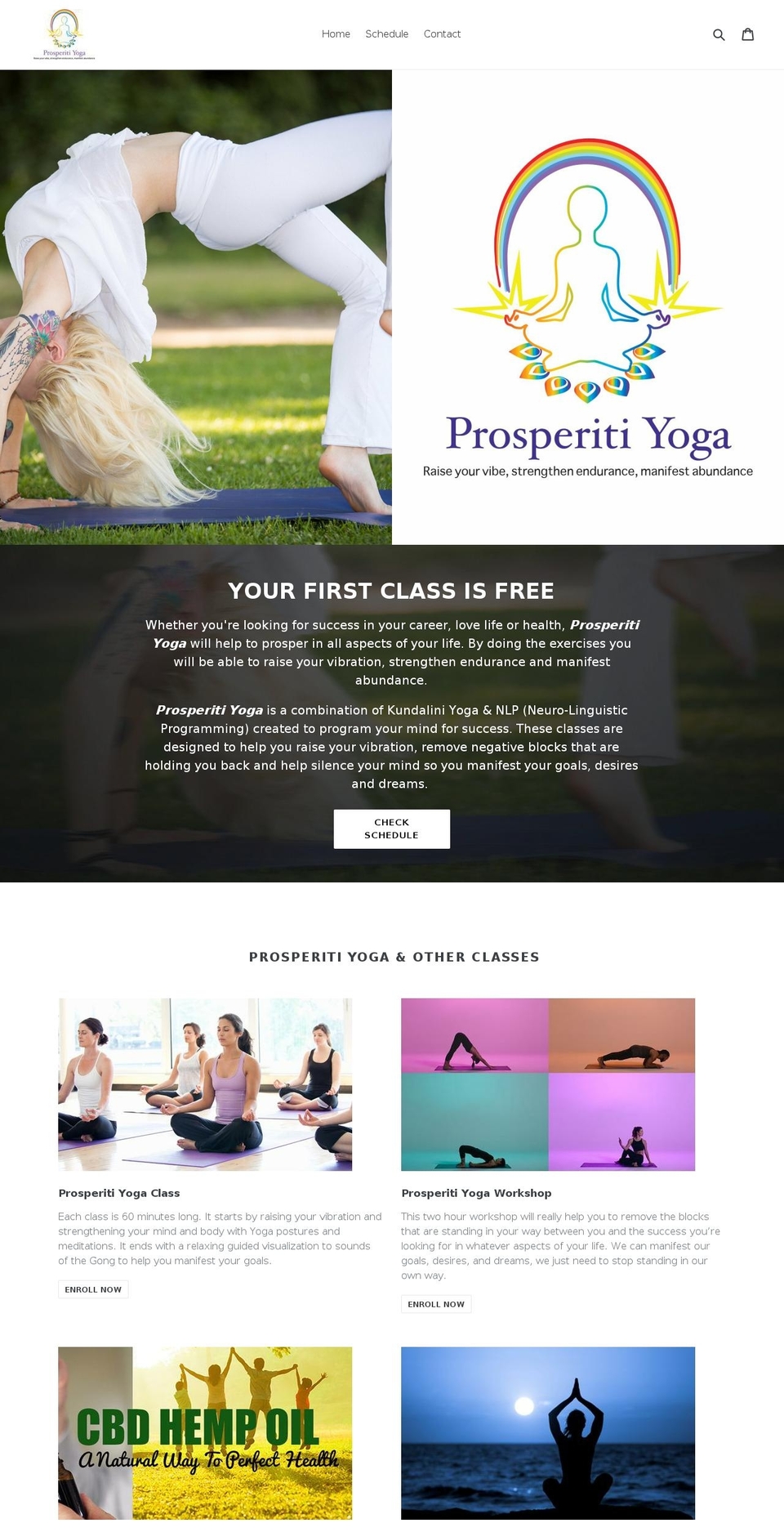 prosperitiyoga.com — Shopify storefront screenshot