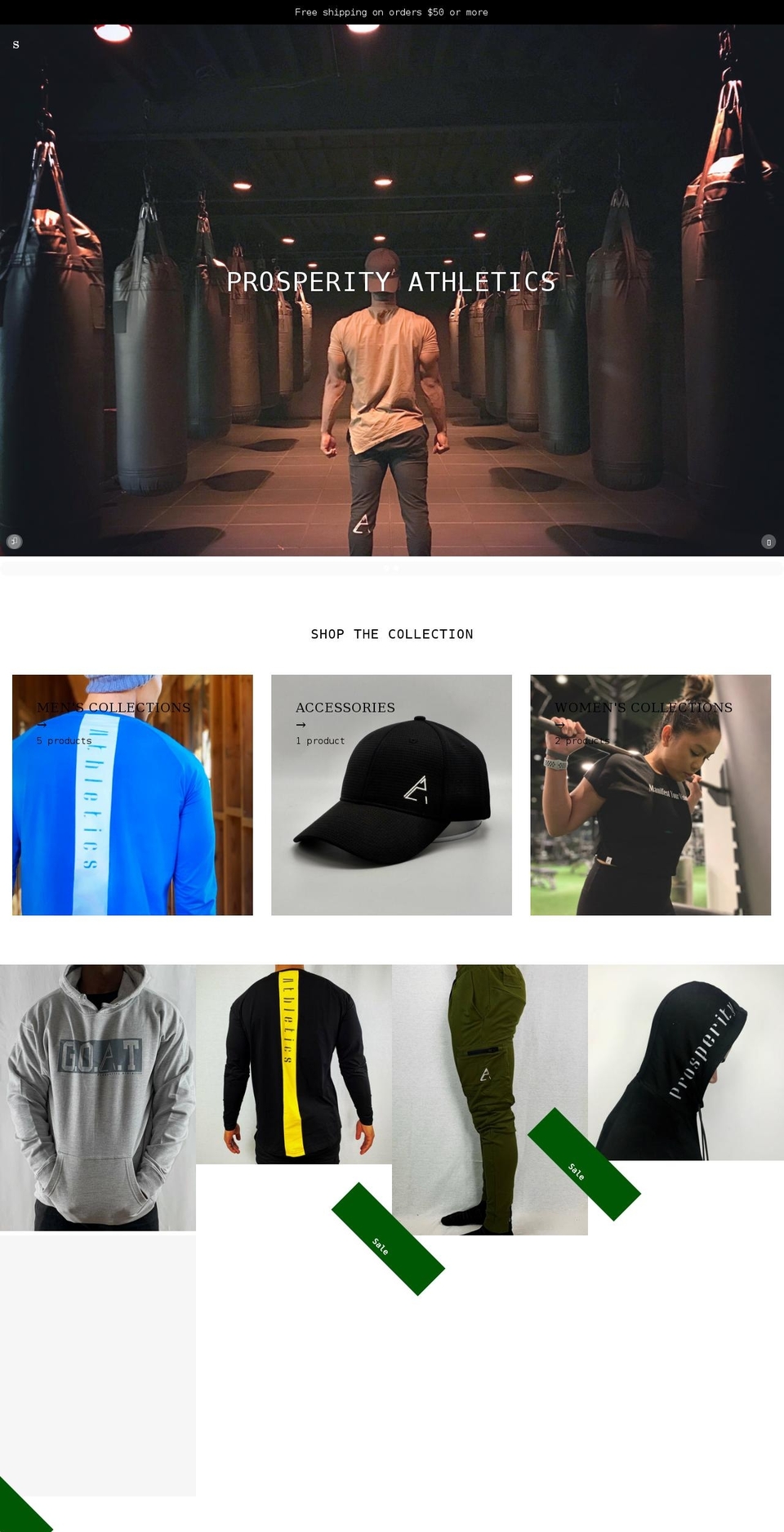 prosperityathletics.com shopify website screenshot