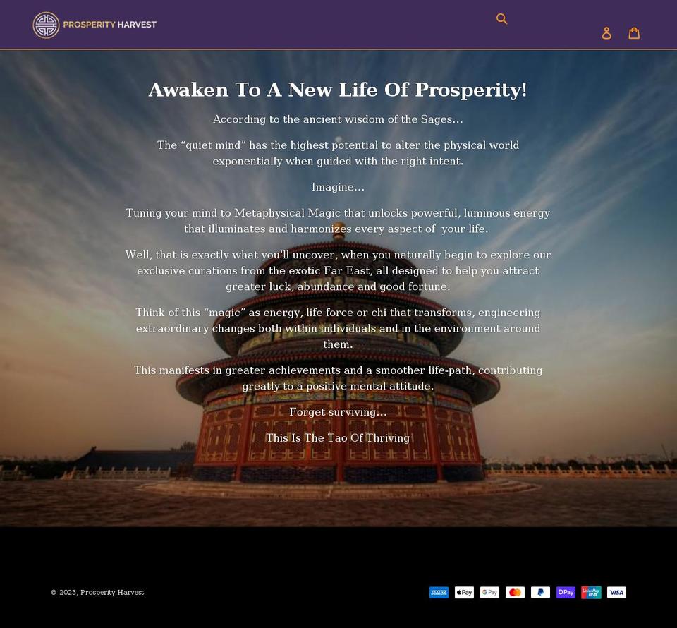 prosperityharvest.com shopify website screenshot