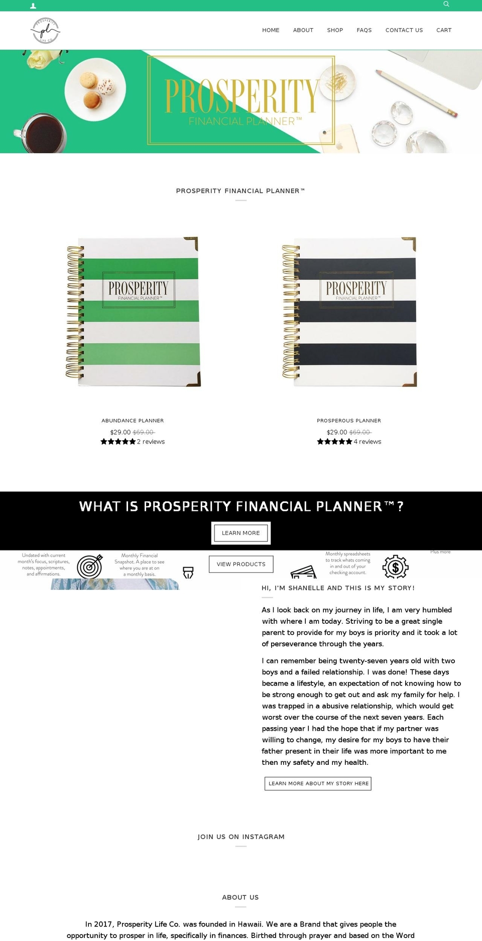 prosperitylifeco.com — Shopify storefront screenshot