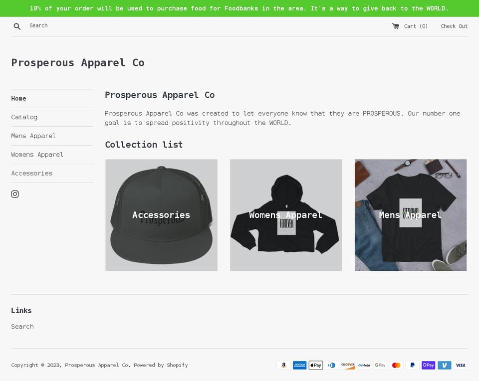 prosperousapparelco.com shopify website screenshot