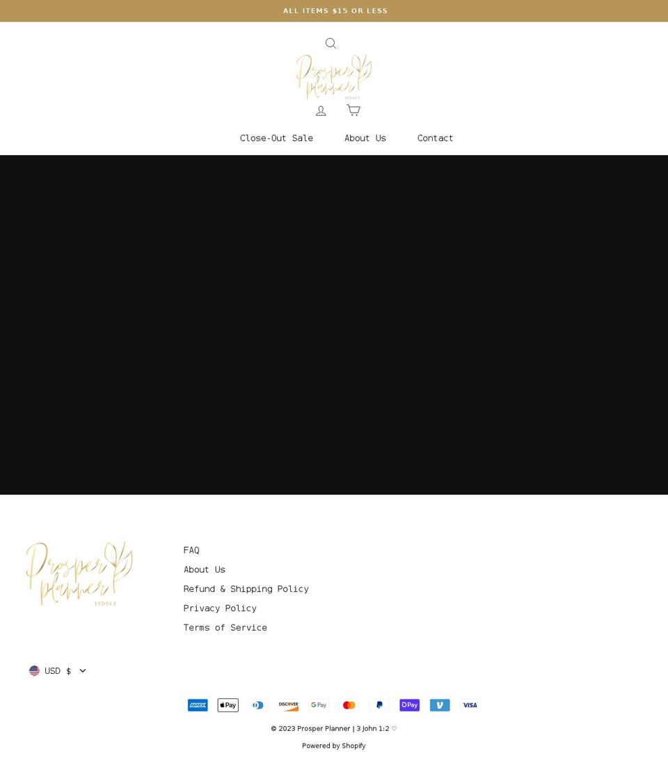 prosperplanner.com shopify website screenshot