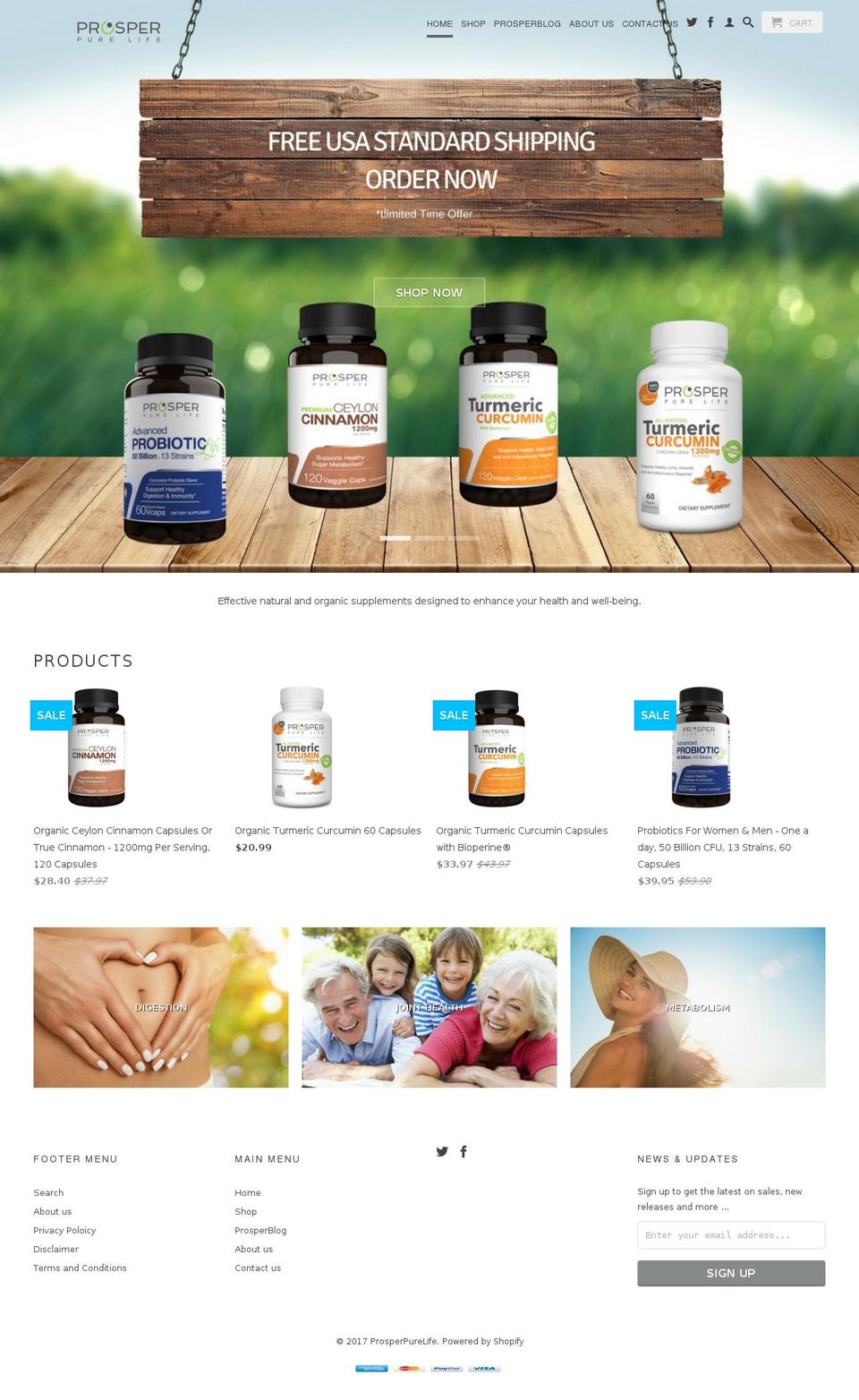 prosperpurelife.com shopify website screenshot