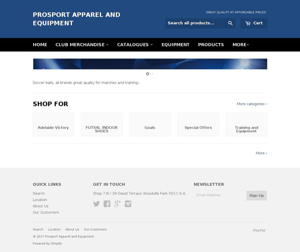 prosportaustralia.com.au shopify website screenshot