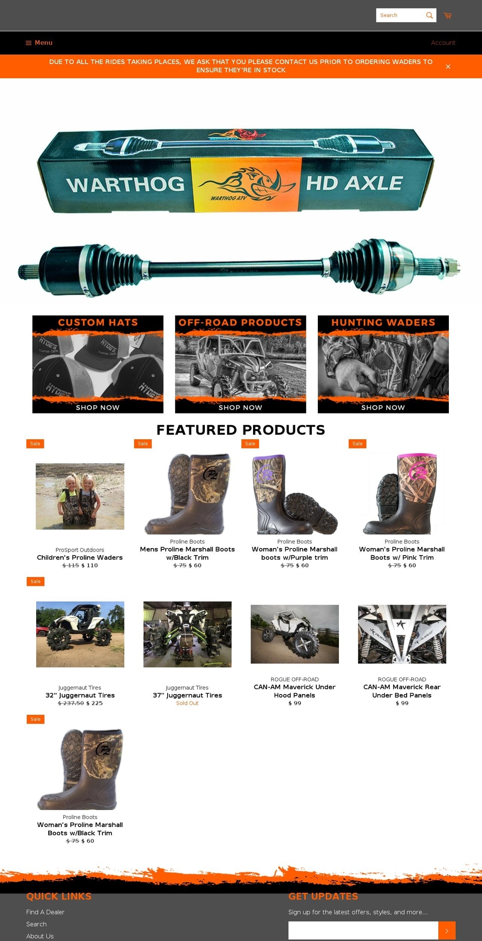 prosportoutdoors.com shopify website screenshot