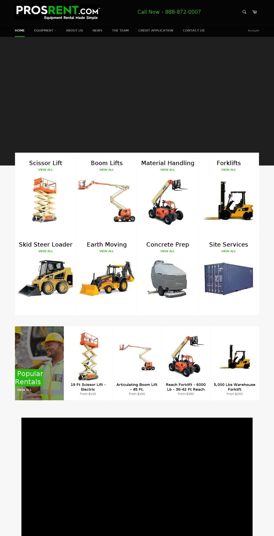 prosrent.com shopify website screenshot