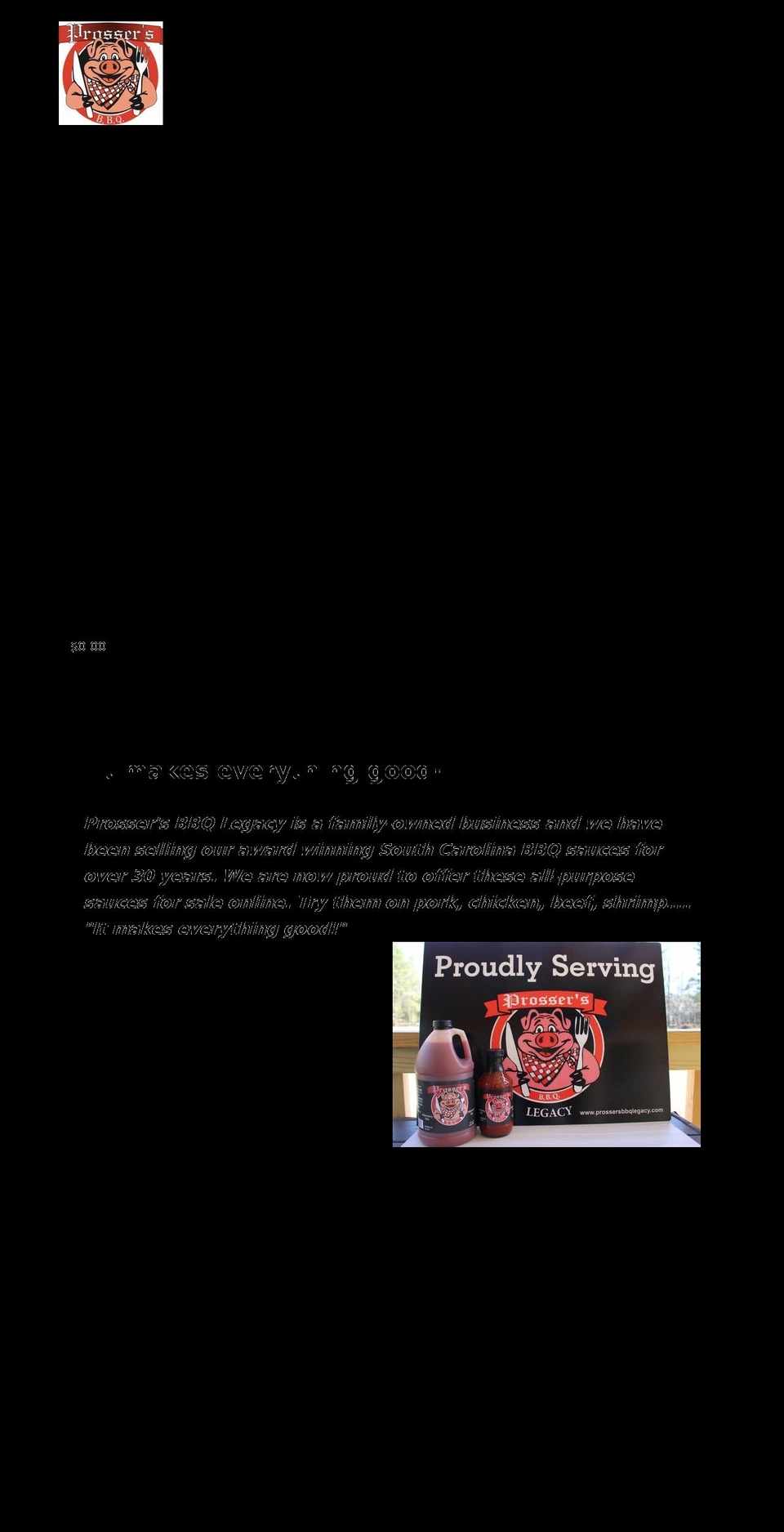 prossersbbqlegacy.com shopify website screenshot